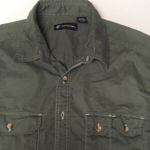 Men’s Ferruche Army Green Button Down Shirt Large